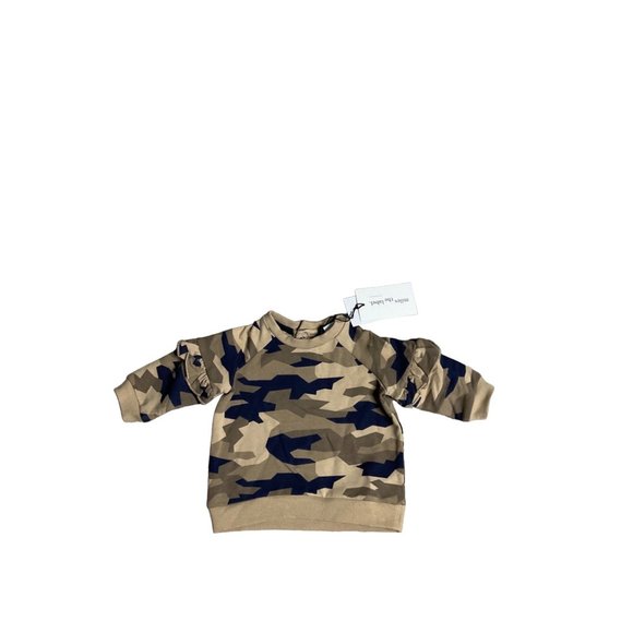 Miles The Label Shirt Baby 3 Month Brown Camo Long Sleeve Ruffle Pullover - Picture 1 of 4